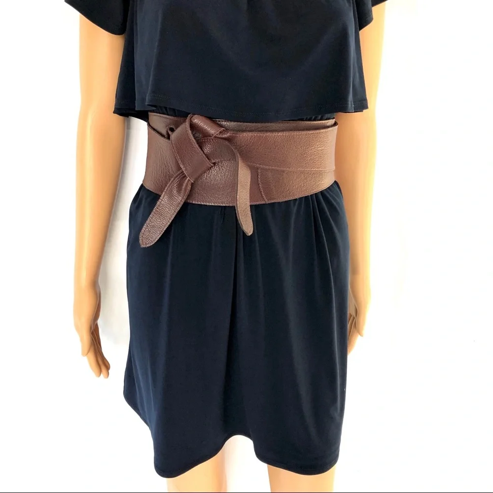 BROWN LEATHER LONG WRAPPING BELT